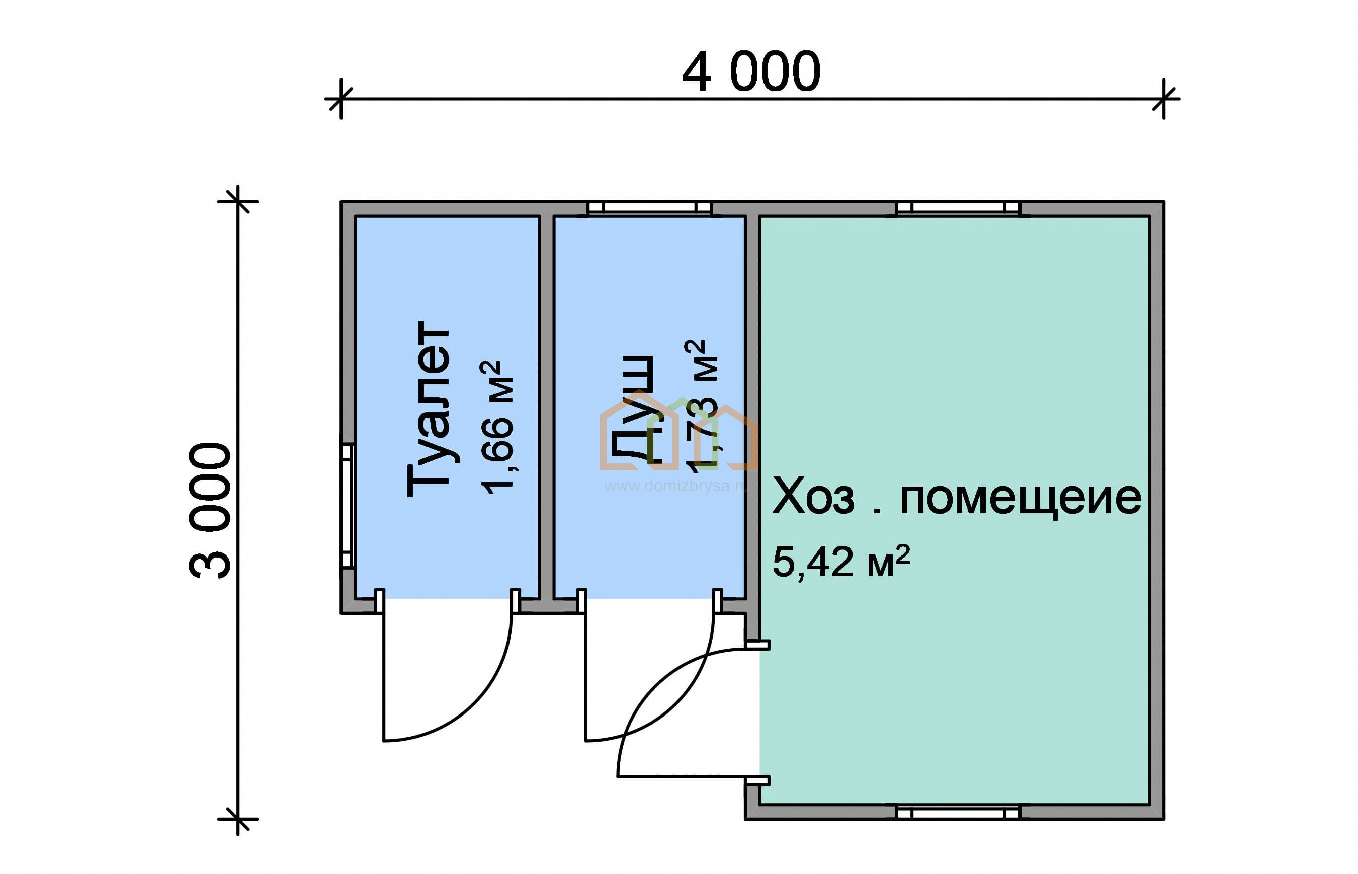 Угловой хозблок с туалетом и душем 3x4 (12 м²), цена 198000 руб. под ключ в  Коврове