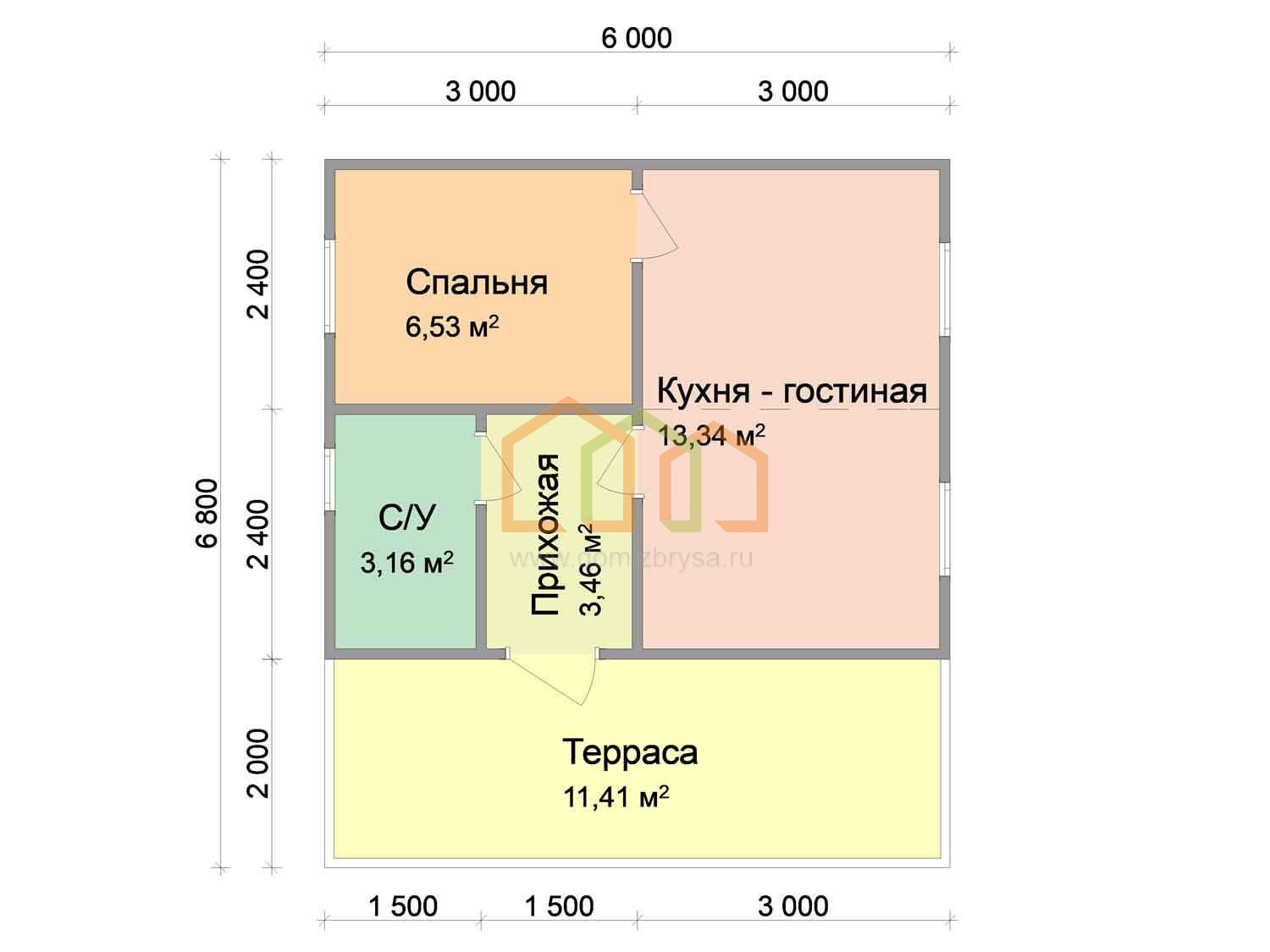 Модульный дом 6х6.8 Площадь: 40.8 м² с тамбуром под ключ в Коврове